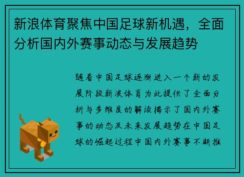 新浪体育聚焦中国足球新机遇，全面分析国内外赛事动态与发展趋势